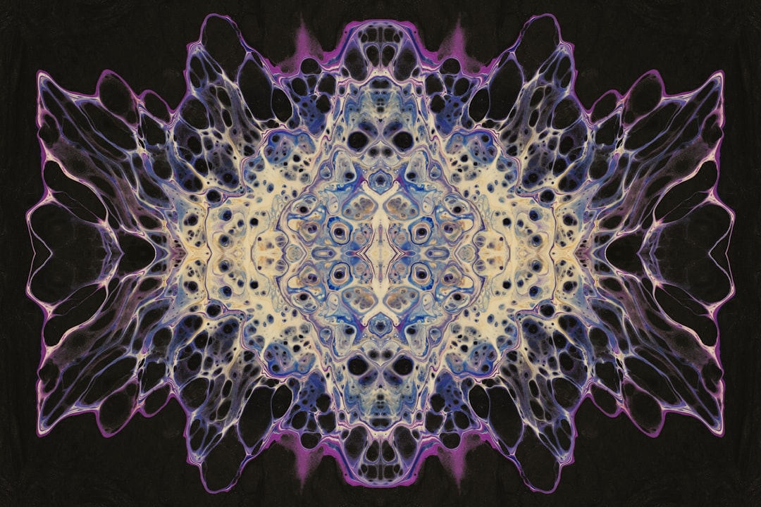 a computer generated image of a blue and purple flower